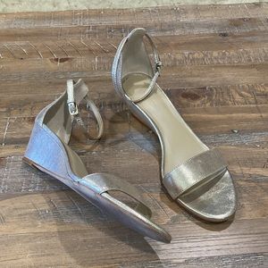 Ann Taylor Metallic Ankle Strap Wedges